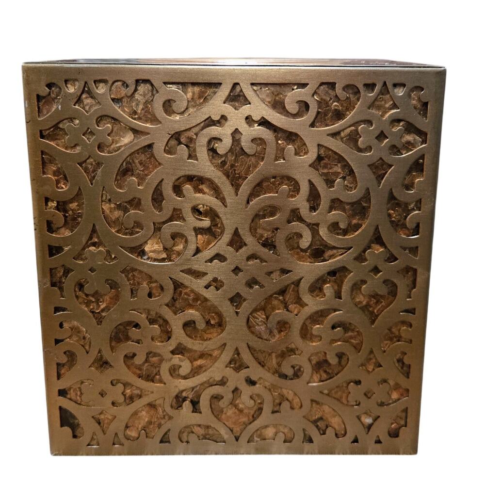 Bed Bath & Beyond Caprice Tissue Cover Rose Gold Filigree Flower Design Metal